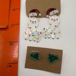 65- Glittery Christmas Earrings Set